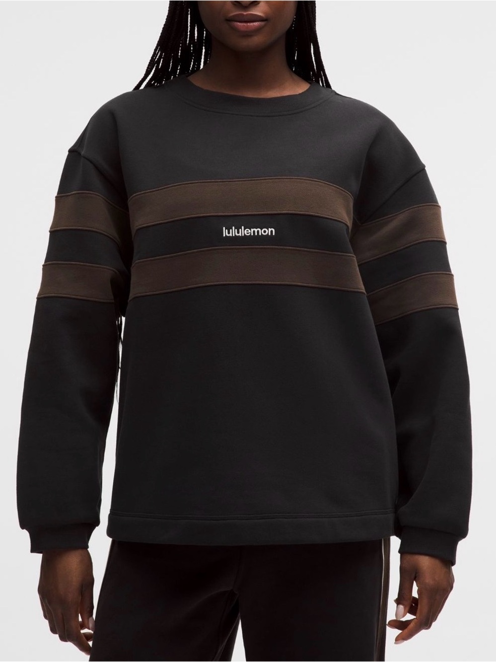 NWT Lululemon Steady State Oversized Pullover Stripe Black Walnut Crunch XS
